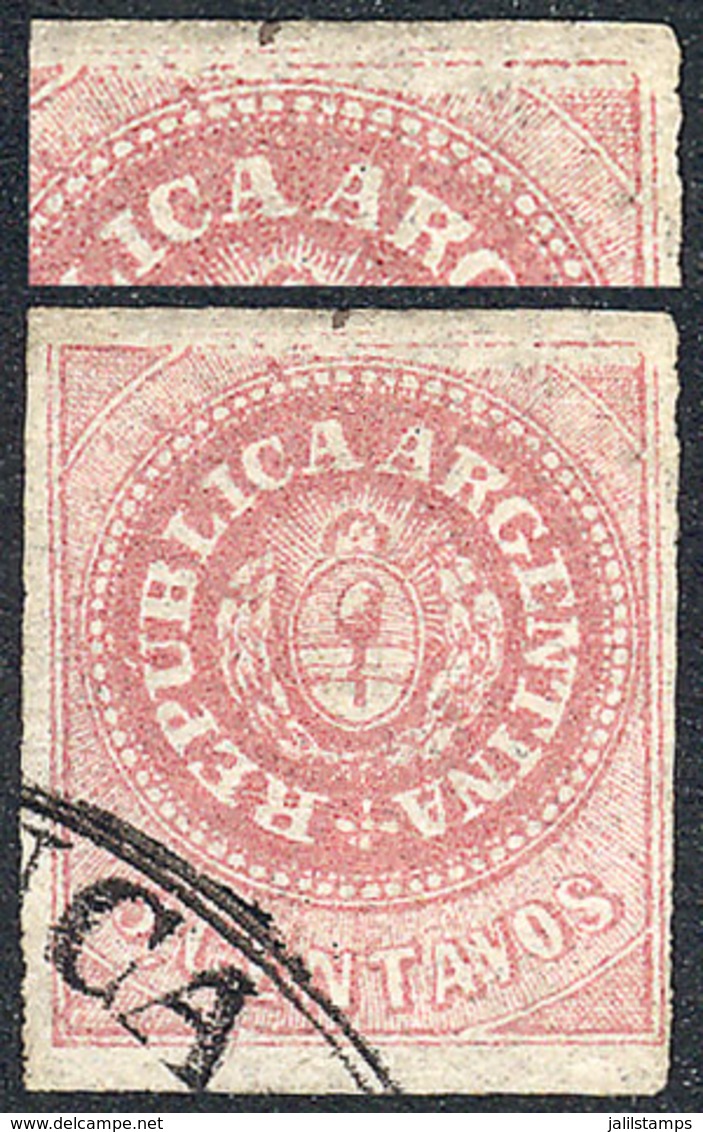 ARGENTINA: GJ.7c, 5c. With Accent, With "incomplete Impression At Top" Variety (position 68), With Rare FRANCA Cancel Of - Oblitérés