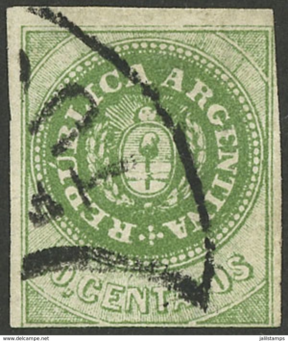ARGENTINA: GJ.8B, 10c. DARK Green, Used In Tucumán, Nice Example - Used Stamps