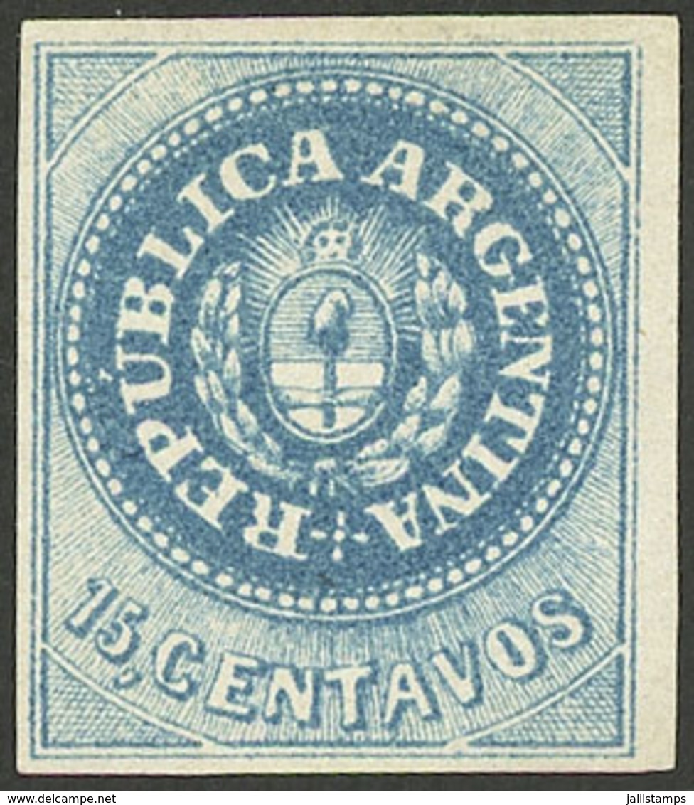 ARGENTINA: GJ.9a, 15c. With Variety "8 Cut Angles", Mint, Good Margins, With Minor And Barely Visible Thin On Back In Th - Oblitérés