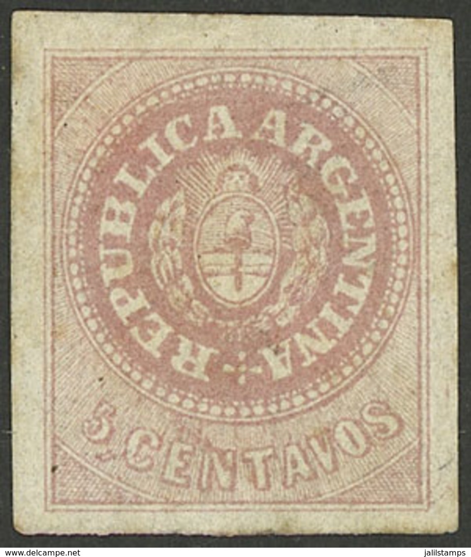 ARGENTINA: GJ.10, 5c. Without Accent, Dull Rose, Tiny Defect On Back, Very Good Front With Ample Margins! - Oblitérés