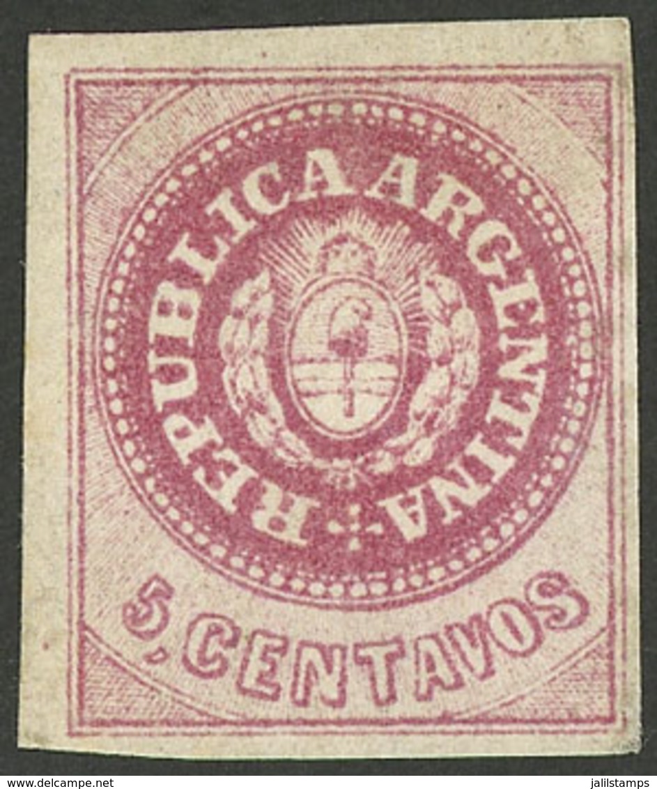 ARGENTINA: GJ.12, 5c. Without Accent, Semi-worn Plate, Mint With Original Gum (+50%), VF Quality! - Oblitérés