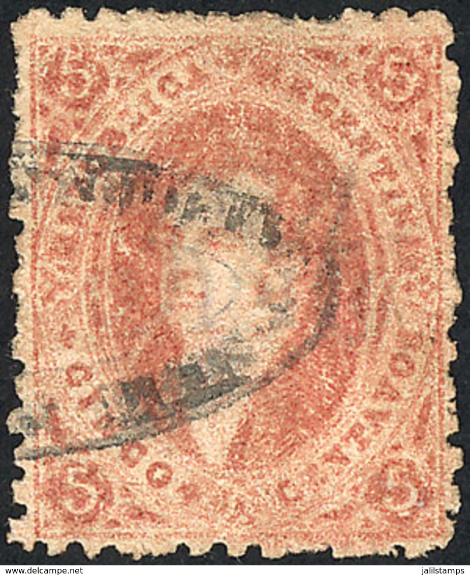 ARGENTINA: GJ.20, 3rd Printing, Worn Impression, Nice Orangish Dun-red Color, With Blue Cancel Of SAN LUIS, Very Interes - Used Stamps