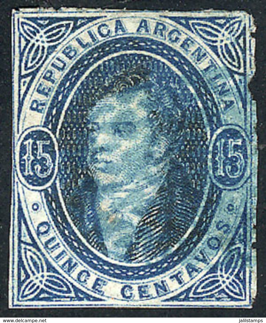 ARGENTINA: GJ.22, Extremely Rare Example In VERY DARK BLUE, Absolutely Clear Impression, With Mute Cancel Of Gualeguaych - Oblitérés