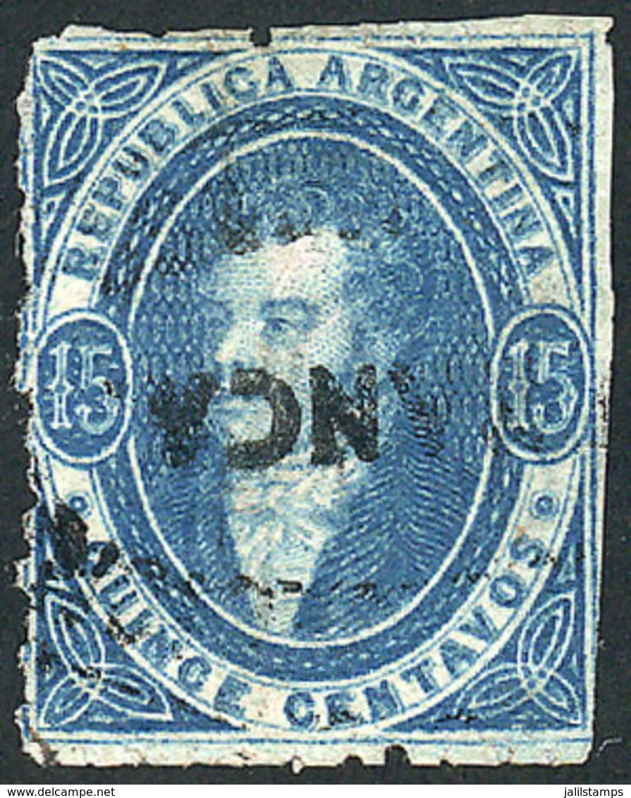 ARGENTINA: GJ.24, 15c. Blue, With Rare FRANCA Cancel Of Unknown Origin - Oblitérés