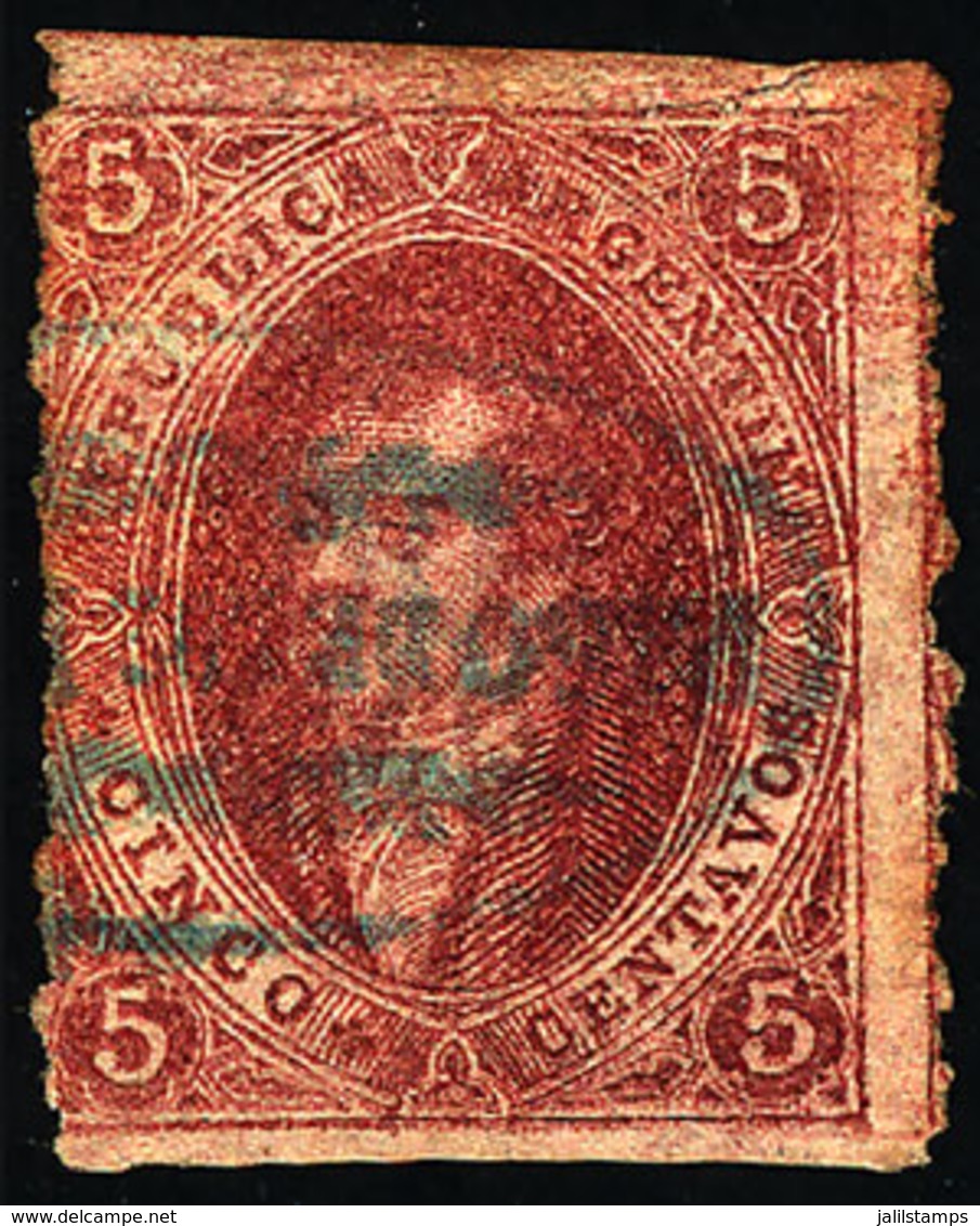 ARGENTINA: GJ.25, 4th Printing, Dark Rose, CLEAR IMPRESSION, Dirty Plate, With PASO DE LOS LIBRES Cancel, VF Quality! - Gebraucht