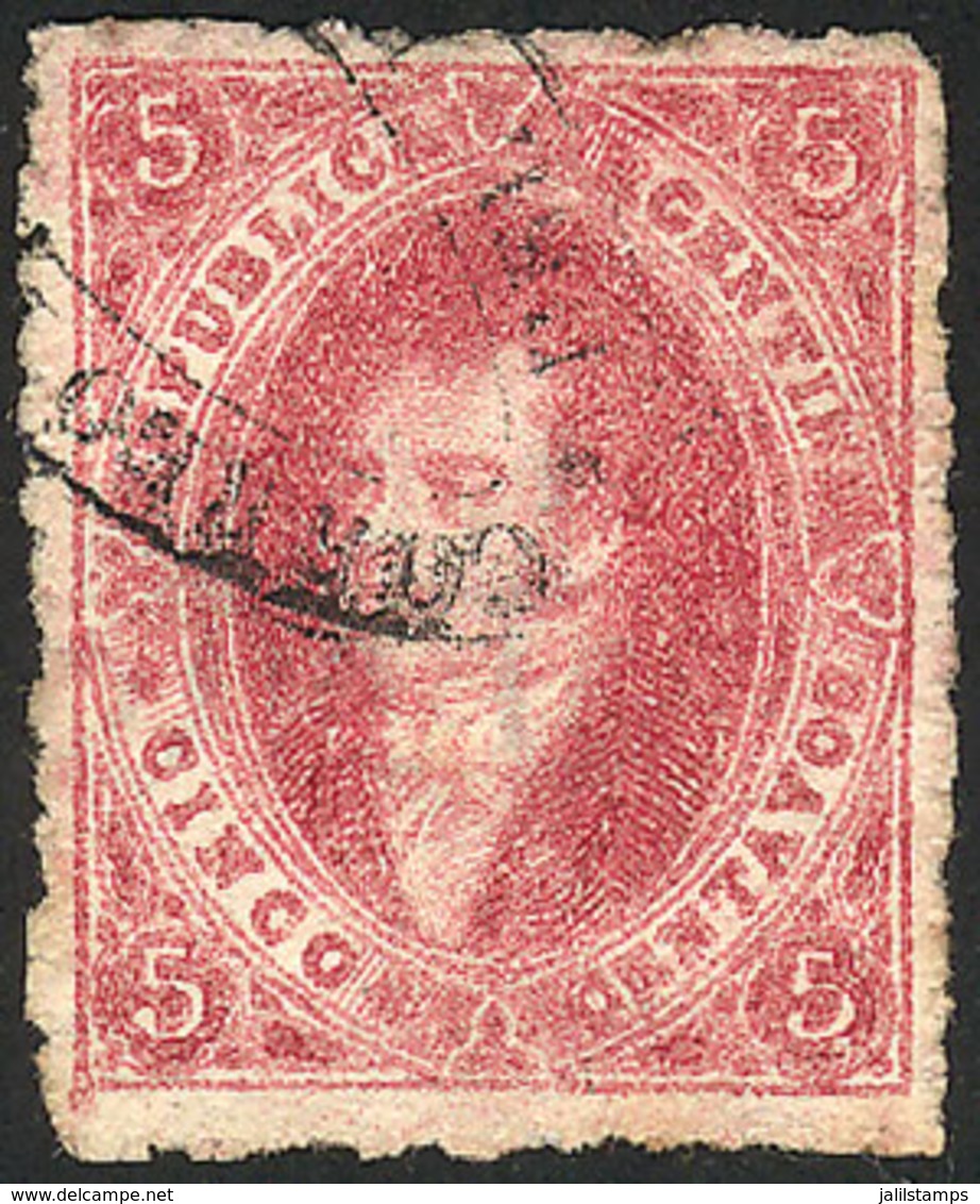 ARGENTINA: GJ.25, 4th Printing, With Double Ellipse Cancel Of ROSARIO WITHOUT FRANCA (very Rare), Excellent Quality! - Gebraucht