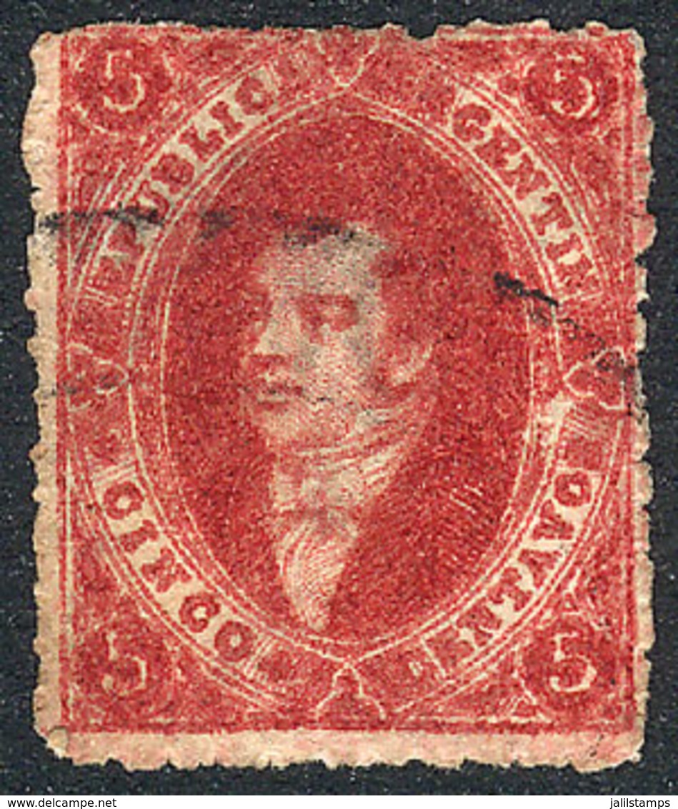 ARGENTINA: GJ.26j, 5th Printing, PARCHMENT-LIKE PAPER Variety, Excellent Quality, Rare! - Used Stamps