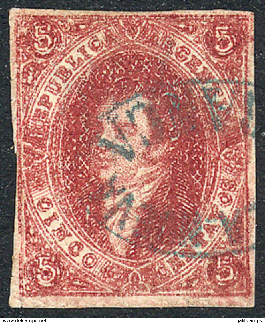 ARGENTINA: GJ.26A, 5th Printing, PURPLE-CARMINE (scarce) With The Rare Small Circle "VILLA NUEVA" Cancel In Green-blue,  - Used Stamps