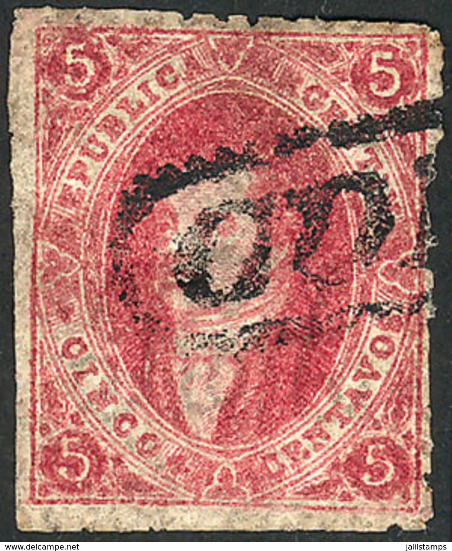 ARGENTINA: GJ.26Ab, 5th Printing, Orange-red, Parchment-like Paper, With Straightline CORDOBA Cancel, VF And Rare! - Gebraucht