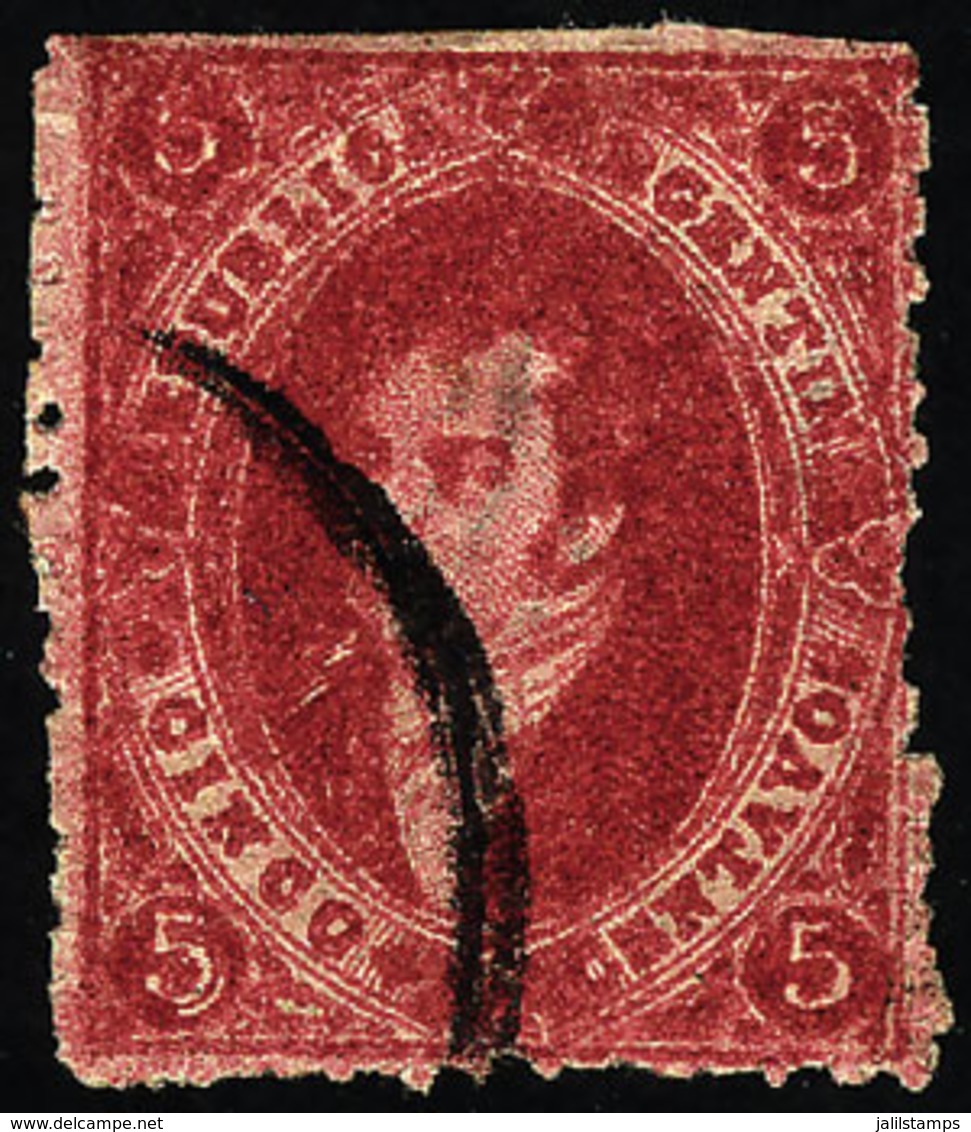 ARGENTINA: GJ.26Ab, 5th Printing, Cerise Carmine, On PARCHMENT-like Paper, Used, Superb And Rare! - Oblitérés