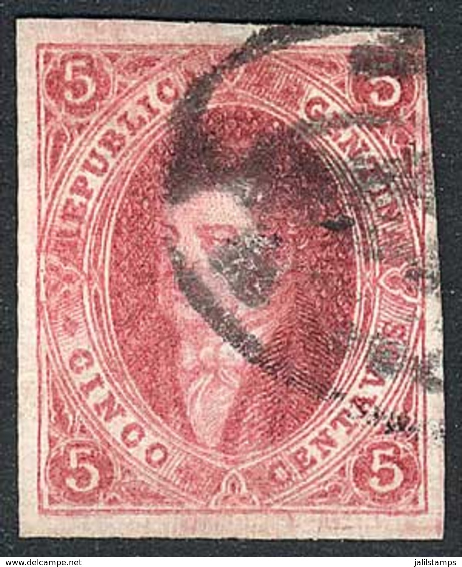 ARGENTINA: GJ.33b, 7th Printing Imperforate, PARTIAL DOUBLE IMPRESSION, With 4 Huge Margins, Very Fresh, With "rococo" C - Oblitérés