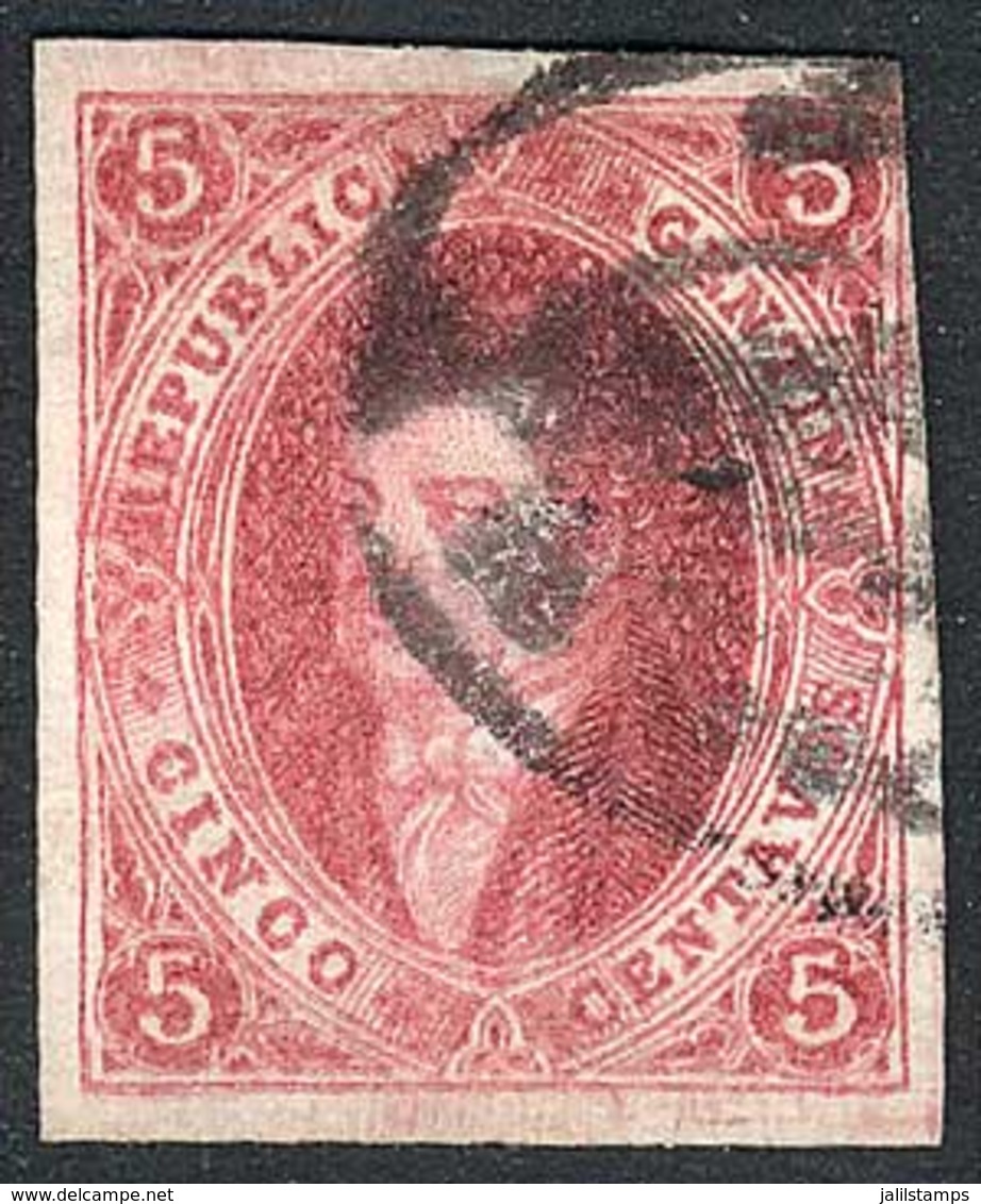 ARGENTINA: GJ.33b, 7th Printing Imperforate, PARTIAL DOUBLE IMPRESSION, With 4 Huge Margins, Very Fresh, With "rococo" C - Used Stamps
