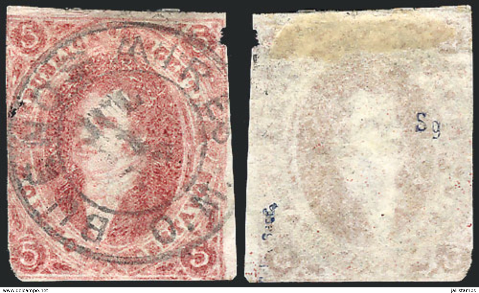 ARGENTINA: GJ.34, 8th Printing, On VERY THIN TRANSLUCENT Paper, Datestamp Of Buenos Aires, Good Example, Very Rare! - Oblitérés