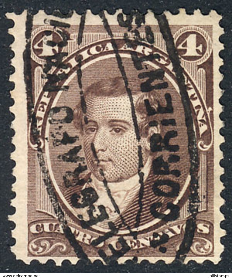 ARGENTINA: GJ.36, 4c. Moreno With TELEGRAFO NACIONAL - CORRIENTES Pmk, VF Quality, Rare! - Other & Unclassified