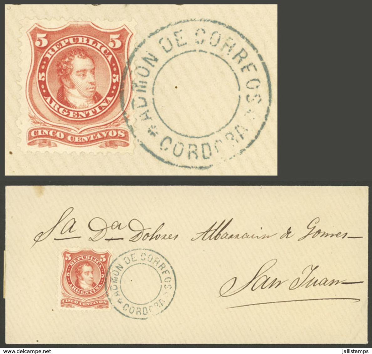 ARGENTINA: GJ.37, 5c. "Hunchback" (groundwork Of Horizontal Lines) Franking A Cover Sent To San Juan On 1/DE/1868 (date  - Other & Unclassified