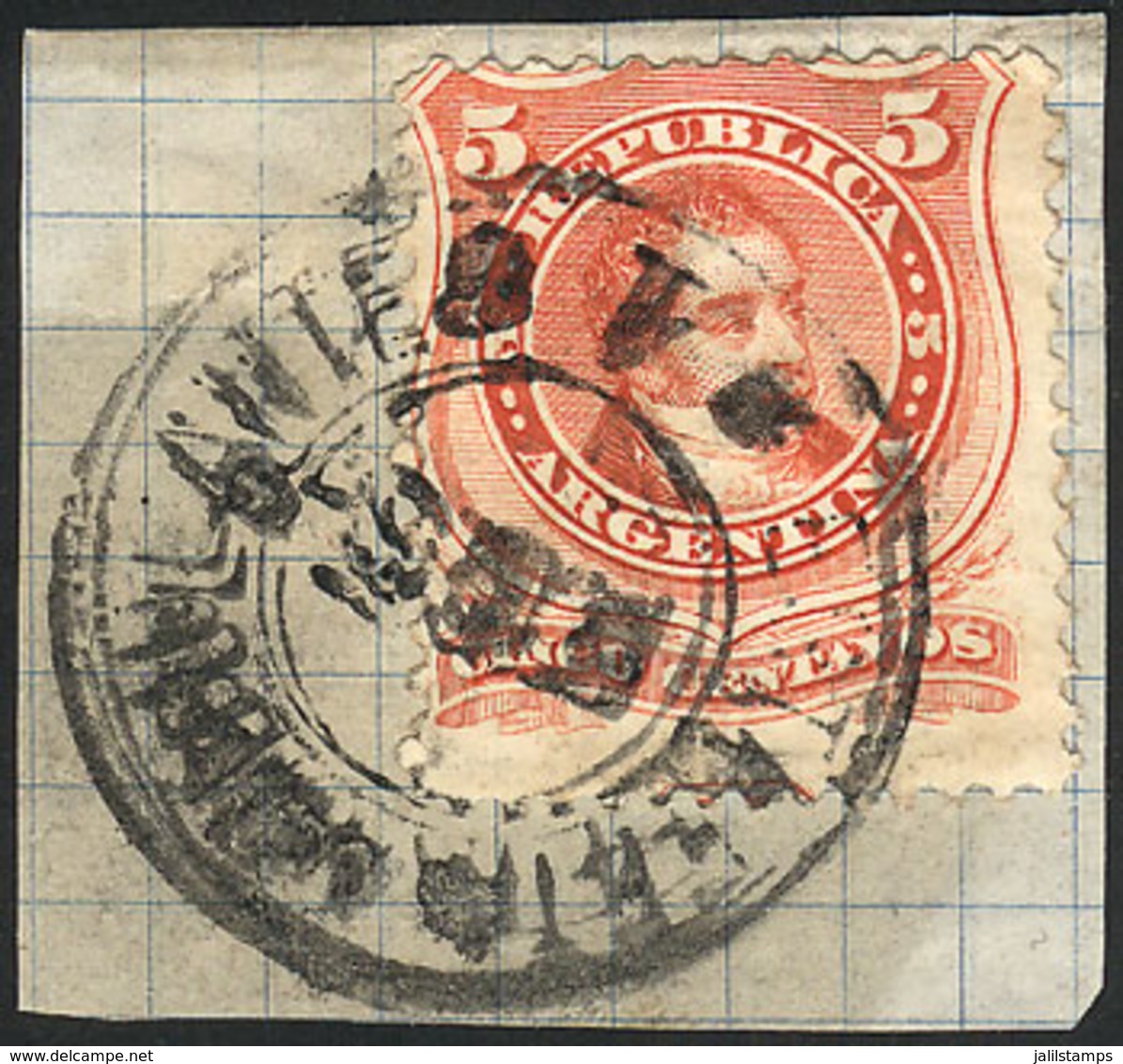 ARGENTINA: GJ.38, On Fragment, Cancelled "ESTAFETA AMBULANTE 1 - F.C.S.", VF, Rare!" - Other & Unclassified