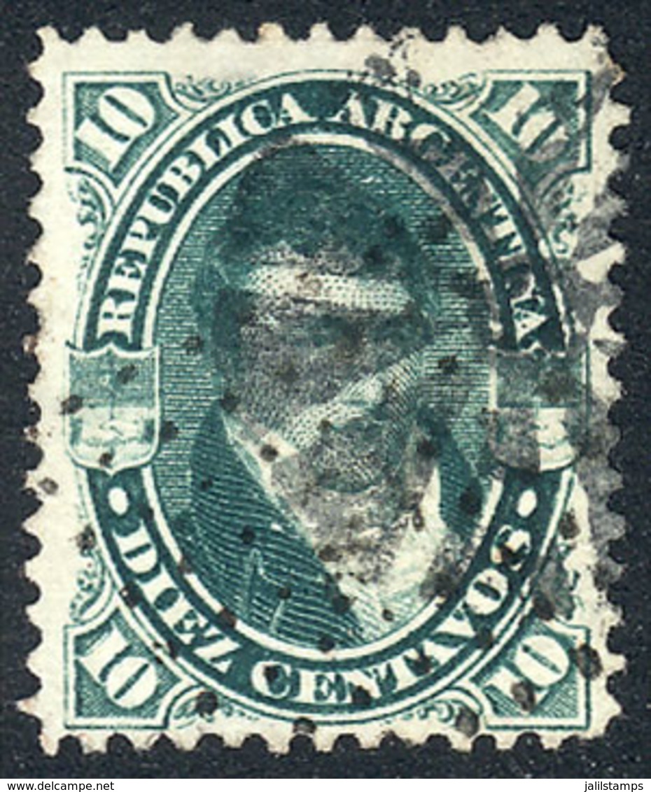 ARGENTINA: GJ.39, Belgrano 10c. With Double Cancellation: Mute Circle-of-wedges Of Buenos Aires + FRENCH "little Anchor" - Autres & Non Classés