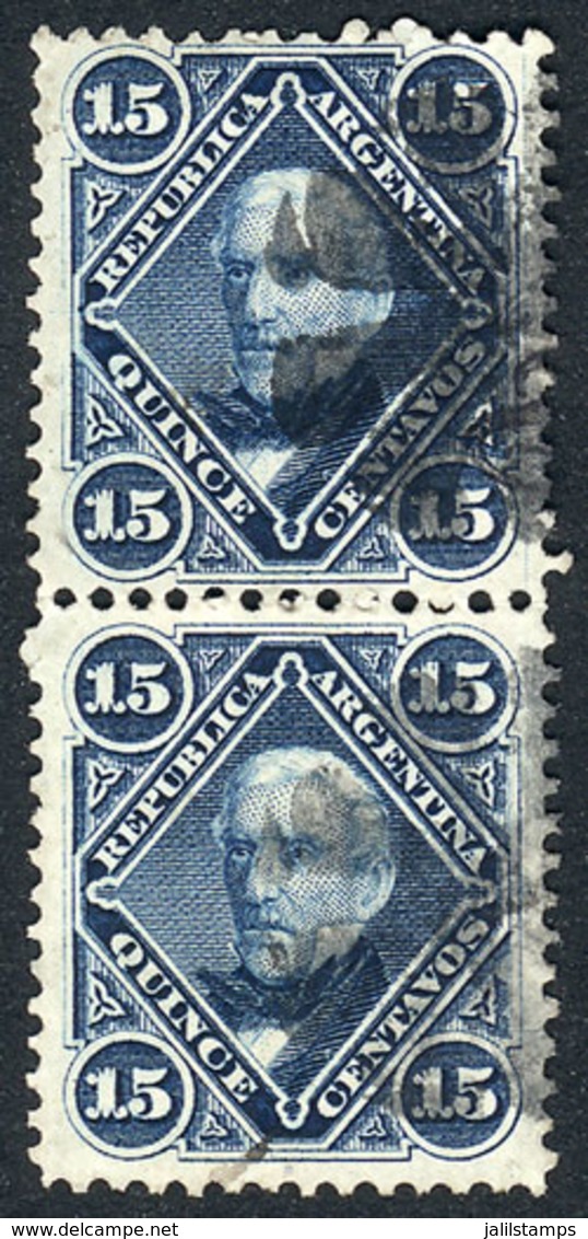 ARGENTINA: GJ.40, 15c. San Martín Pair With Mute Cancel Of Buenos Aires, VF Quality! - Other & Unclassified