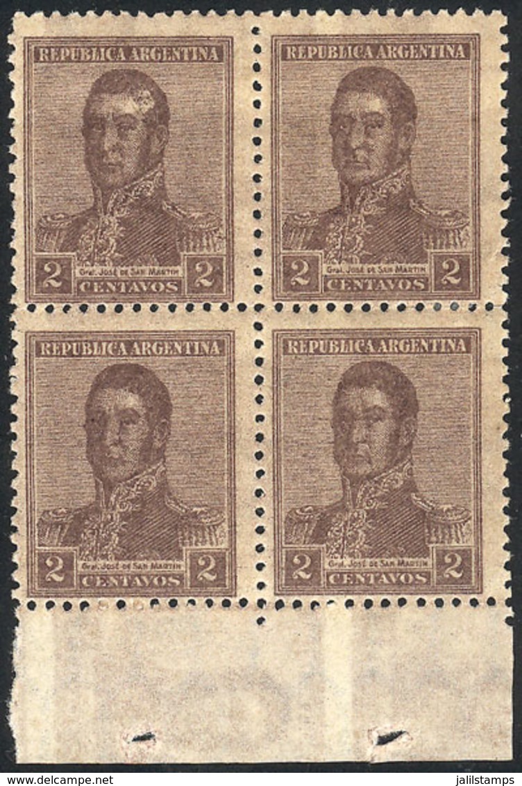 ARGENTINA: GJ.425a, Block Of 4 With DOUBLE IMPRESION, One Horizontal, VF Quality! - Autres & Non Classés