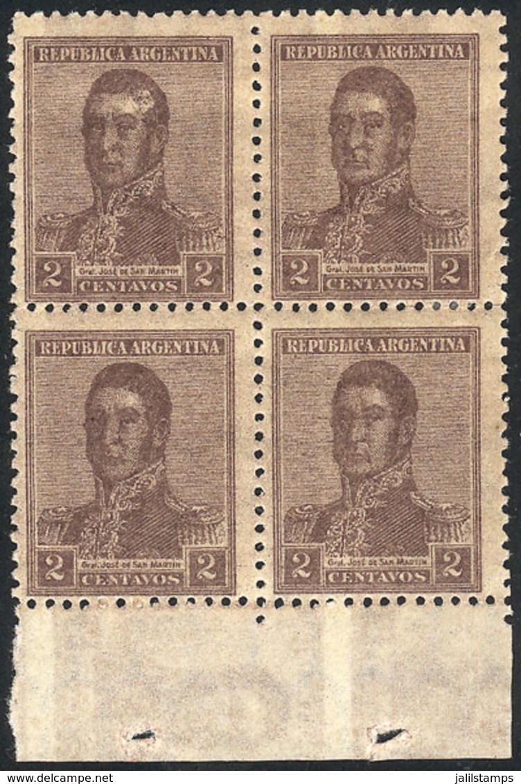 ARGENTINA: GJ.425a, Block Of 4 With DOUBLE IMPRESION, One Horizontal, VF Quality! - Other & Unclassified