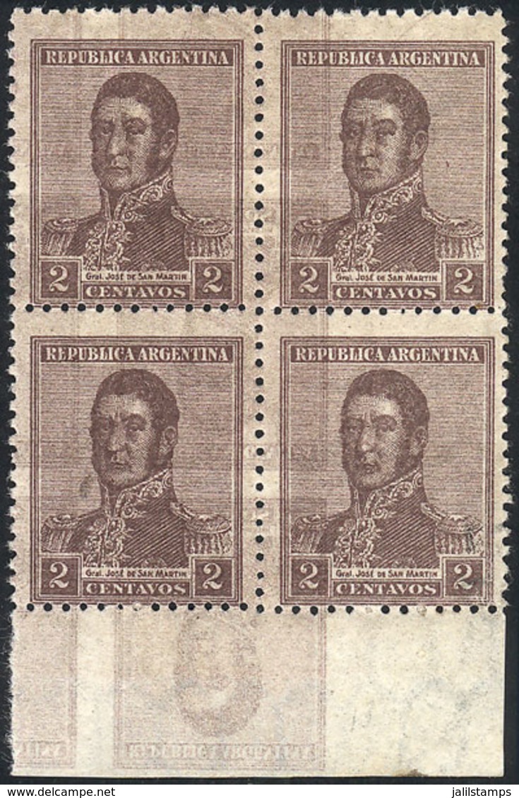 ARGENTINA: GJ.432b, Block Of 4 With DOUBLE IMPRESSION, One Inverted, MNH (+50%), VF! - Autres & Non Classés