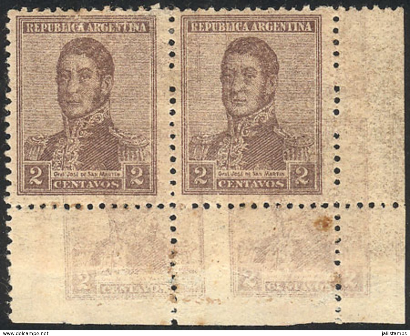 ARGENTINA: GJ.459b, Pair With DOUBLE IMPRESSION, VF Quality! - Other & Unclassified