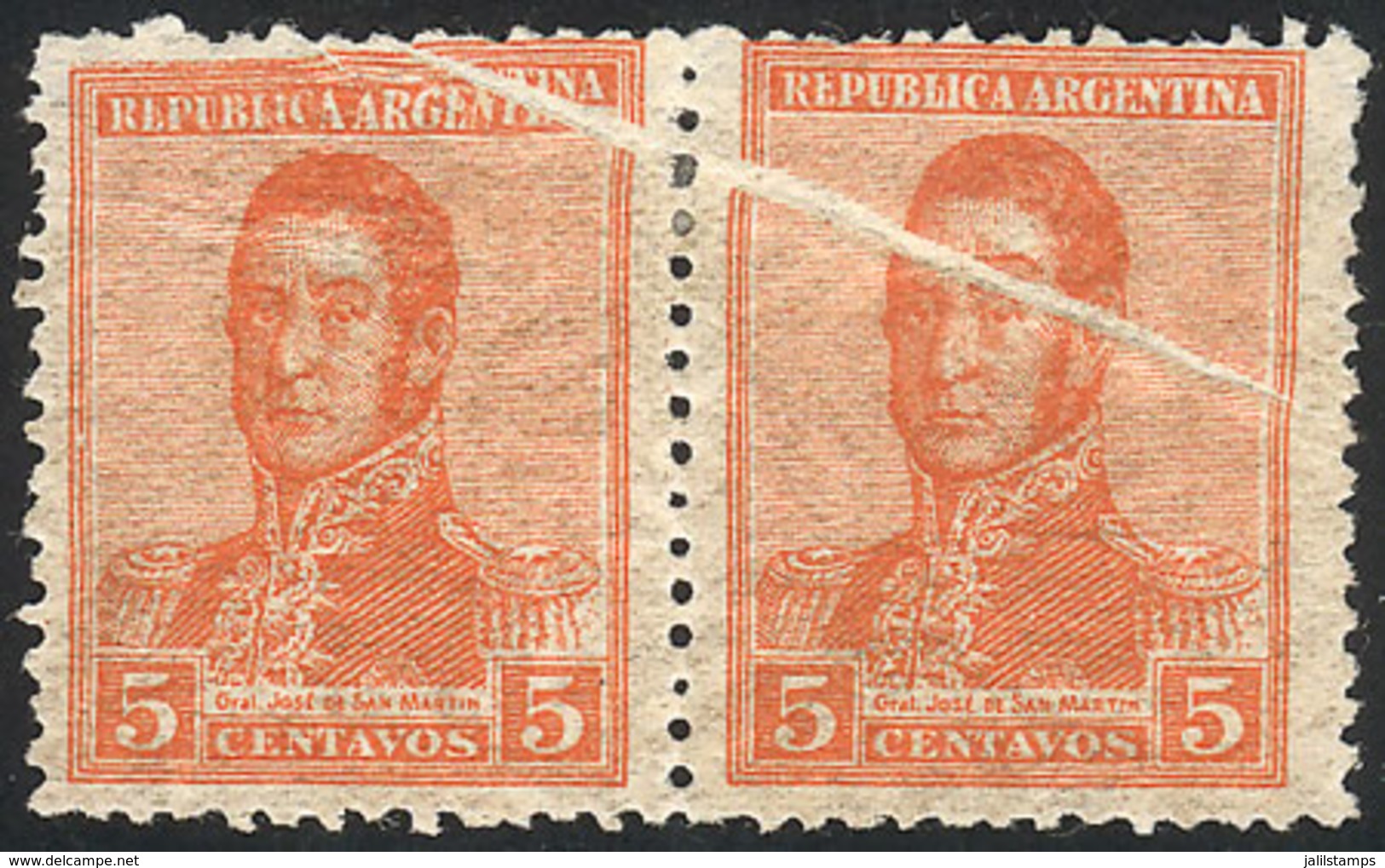 ARGENTINA: GJ.498, Pair With DIAGONAL FOLD, VF Quality! - Autres & Non Classés