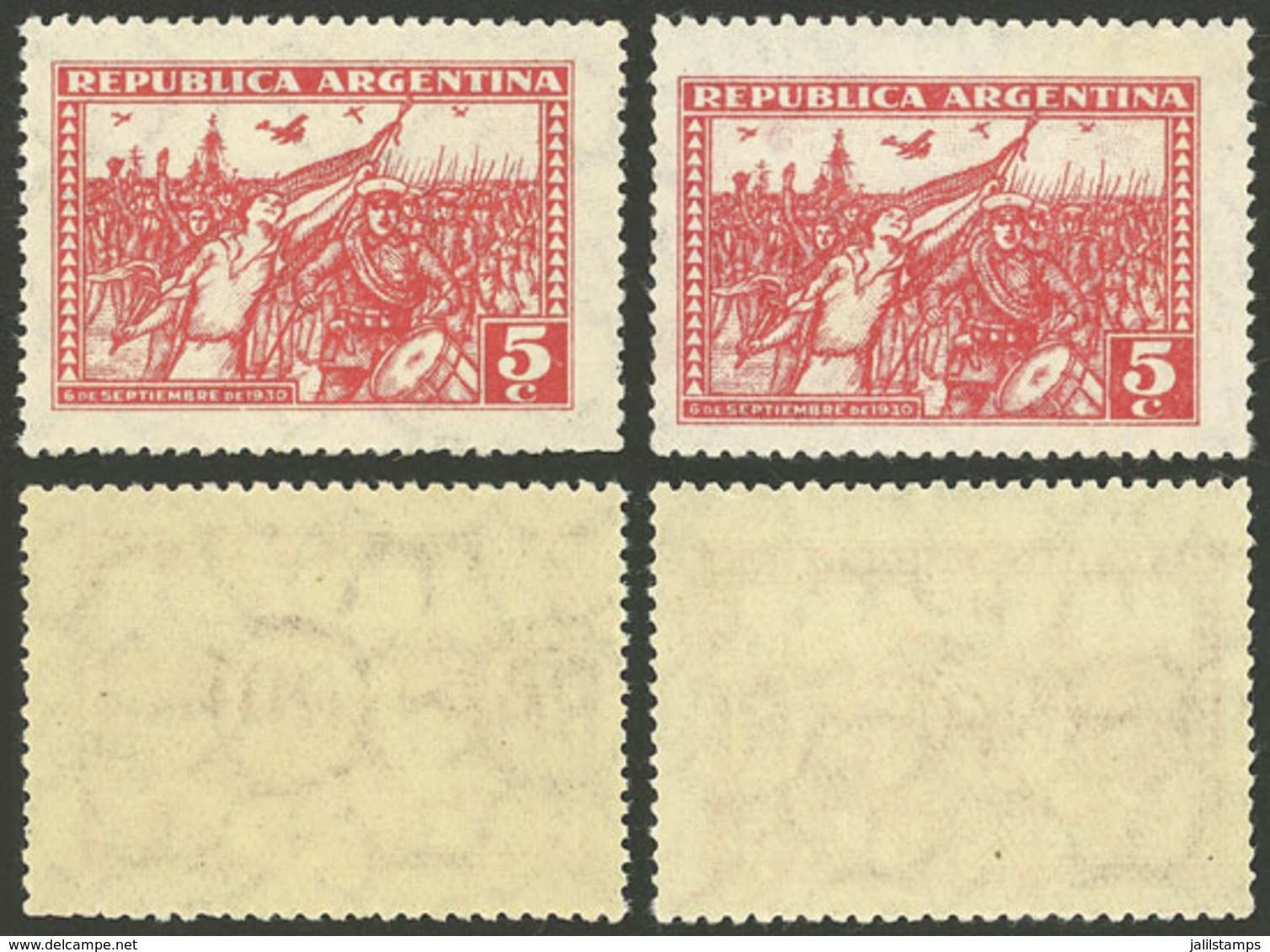 ARGENTINA: GJ.681, 5c. Revolution On Normal Paper (Dutch) And Another Uncatalogued Paper With Very Different Watermark W - Other & Unclassified