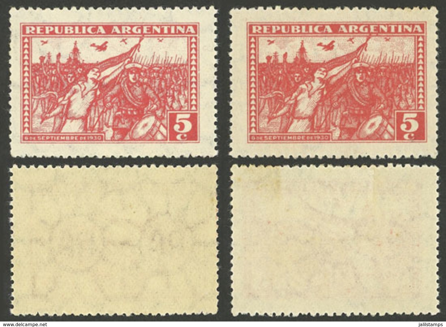 ARGENTINA: GJ.681, 5c. Revolution On Normal Paper (Dutch) And Another Uncatalogued Paper With Very Different Watermark W - Sonstige & Ohne Zuordnung