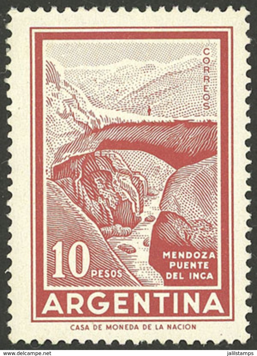 ARGENTINA: GJ.1498, 1969/71 10P. Incan Bridge, WITH Round Sun Watermark, MNH, Excellent Quality! - Autres & Non Classés