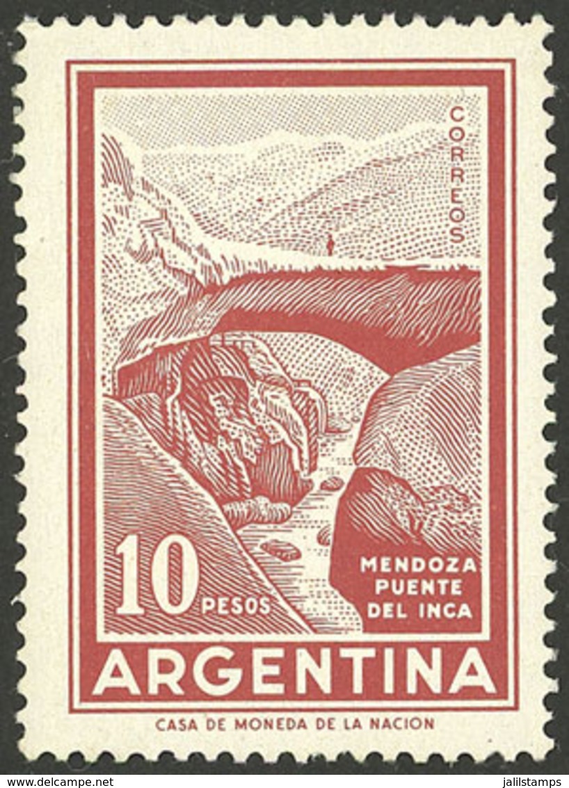 ARGENTINA: GJ.1498, 1969/71 10P. Incan Bridge, WITH Round Sun Watermark, MNH, Excellent Quality! - Other & Unclassified