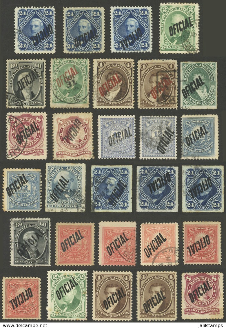 ARGENTINA: Lot Of Old Stamps, Interesting For Study, Most Are Genuine (it May Include Some Forged Overprint), Almost All - Service