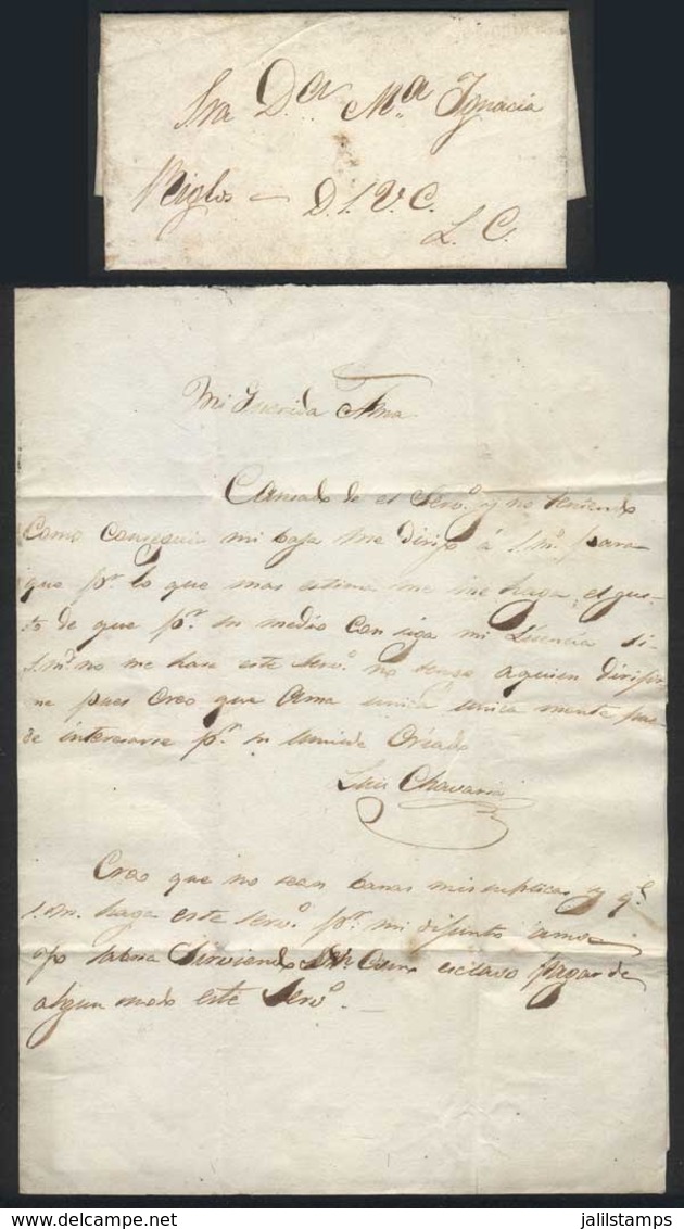 ARGENTINA: Circa 1800, Complete Folded Letter Without Postal Markings Sent By  SLAVE Luis Chavaria To His Mistress Maria - Autres & Non Classés