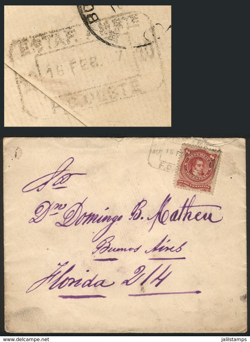 ARGENTINA: Cover Franked By GJ.54B, With Rectangular Datestamp "ESTAF. AMBte. F.C.OESTE -10", Sent To Buenos Aires On 16 - Sonstige & Ohne Zuordnung