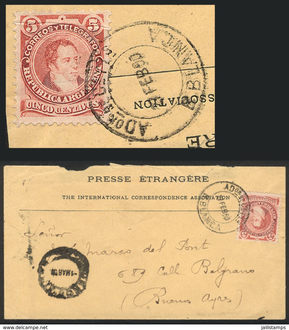 ARGENTINA: Cover Sent To Buenos Aires On 27/FE/1890, Franked With 5c. Stamp Of The 'Sudamericana' Issue, Rare Double Cir - Other & Unclassified