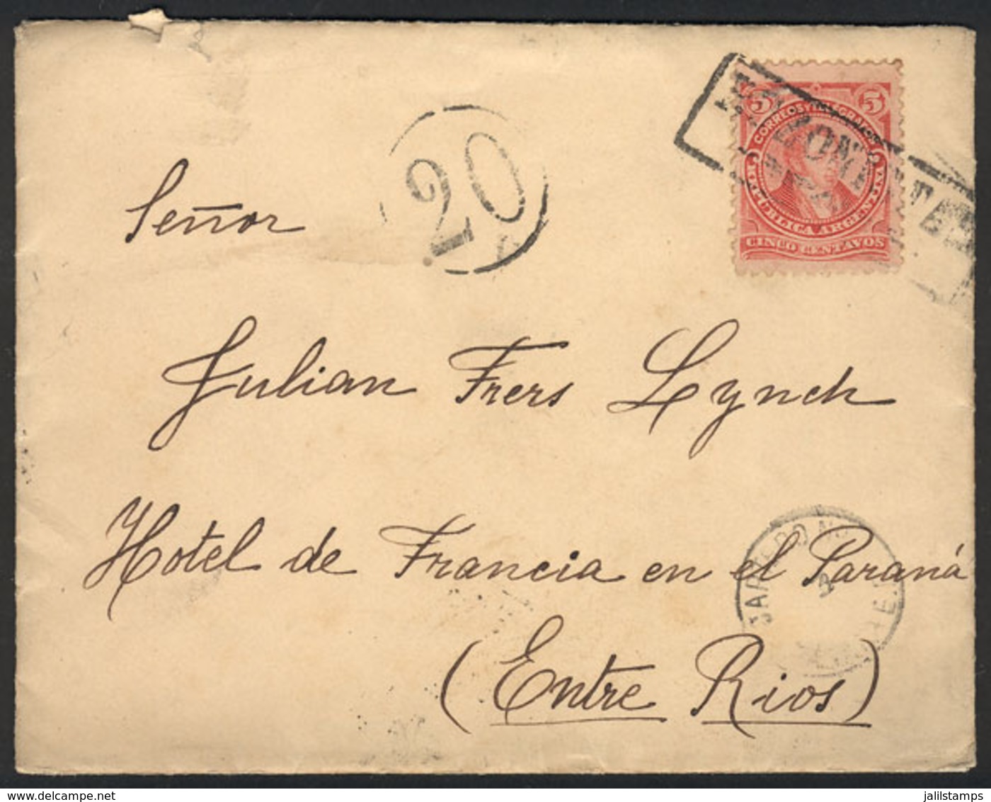 ARGENTINA: Cover (original Letter Included) Sent From Buenos Aires To Paraná On 24/OC/1892, Franked By GJ.106 With Nice  - Autres & Non Classés