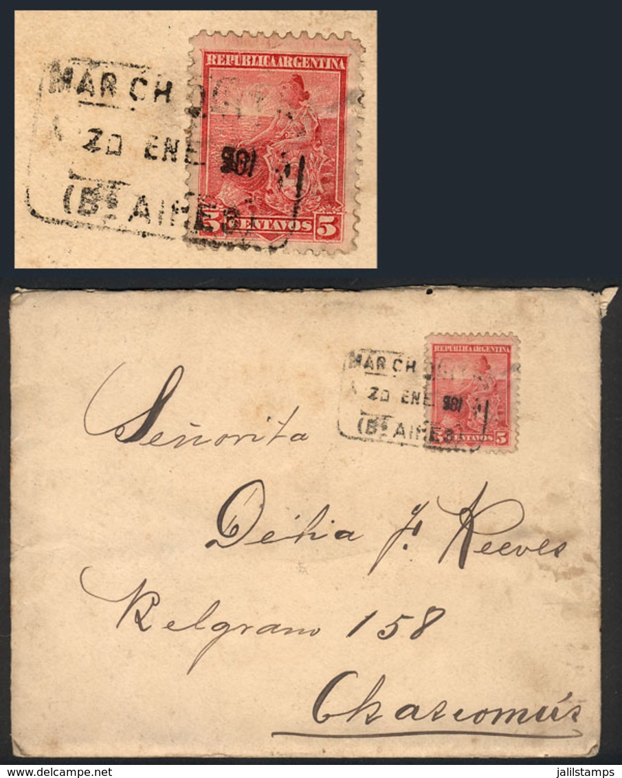 ARGENTINA: RARE CANCEL: Cover Sent To Chascomús On 20/JA/1901 With 5c. Franking And A Rectangular Datestamp Of MAR CHIQU - Autres & Non Classés