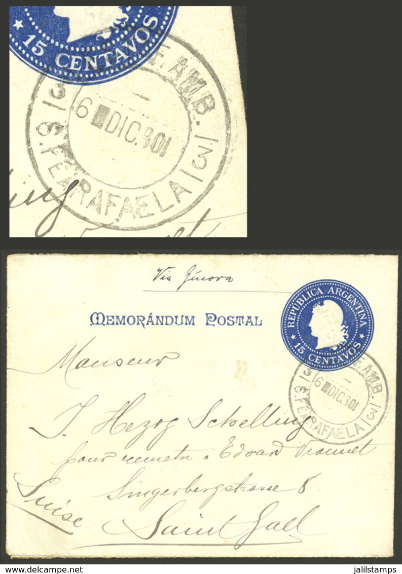 ARGENTINA: Memorandum Postal (postal Stationery) GJ.SZC- 15-06-O Sent From Rafaela To Switzerland On 6/DE/1901, With Rar - Autres & Non Classés
