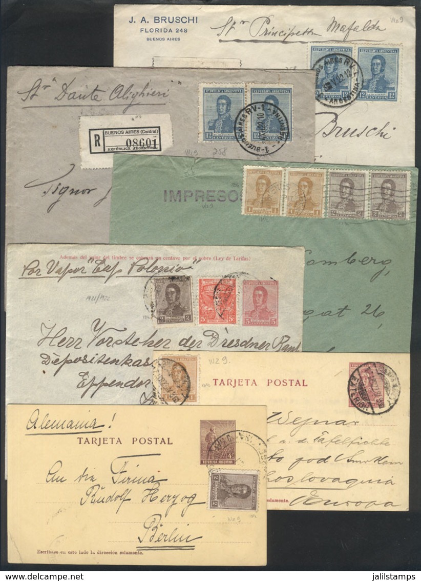 ARGENTINA: 6 Covers And Cards Posted Between 1922 And 1923 To Europe, All Of VF Quality. There Are Nice Postages, Scarce - Sonstige & Ohne Zuordnung