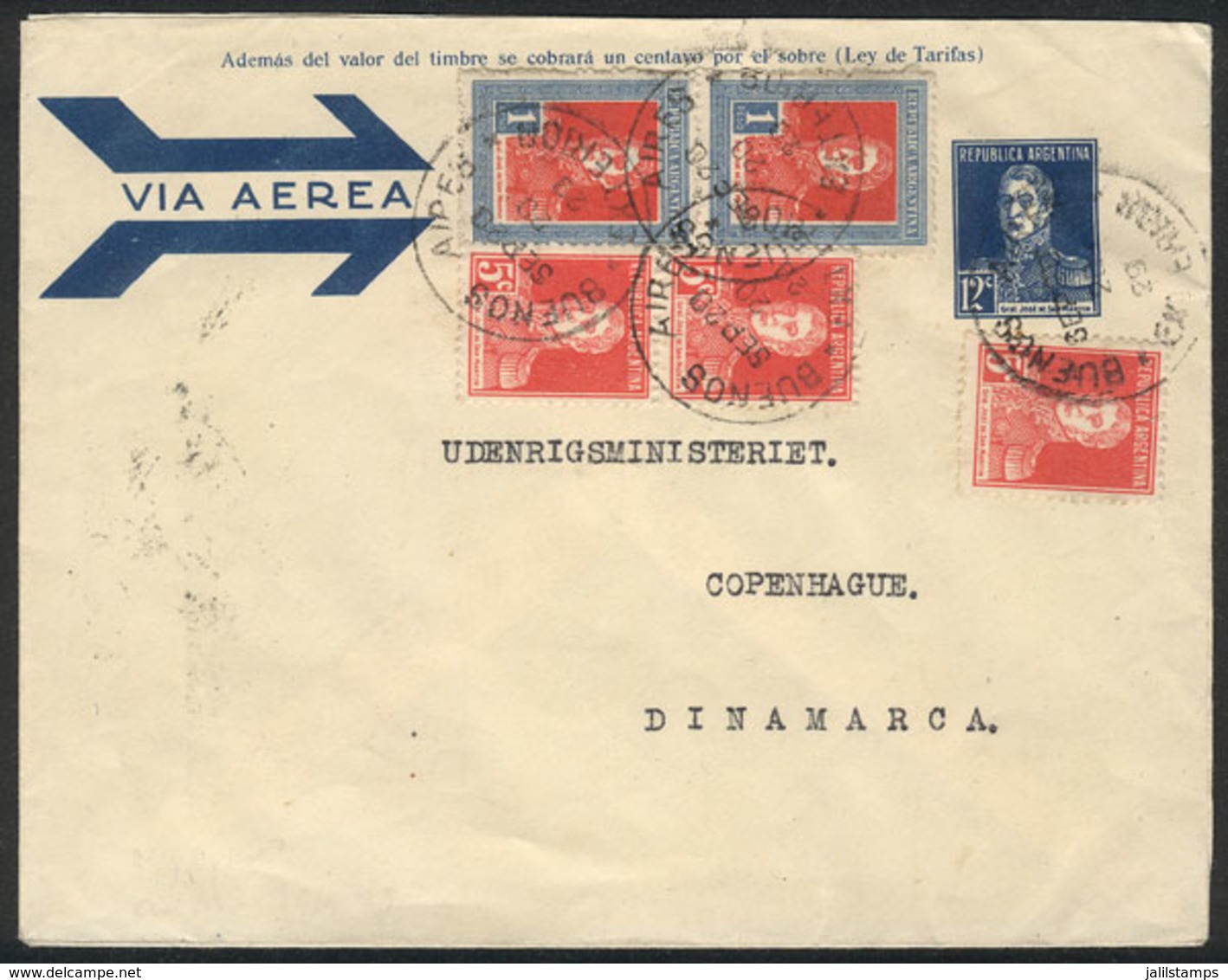 ARGENTINA: Airmail 12c. San Martín Stationery Envelope + Other Values Of The San Martín W/o Period Issue (total $2.27),  - Autres & Non Classés