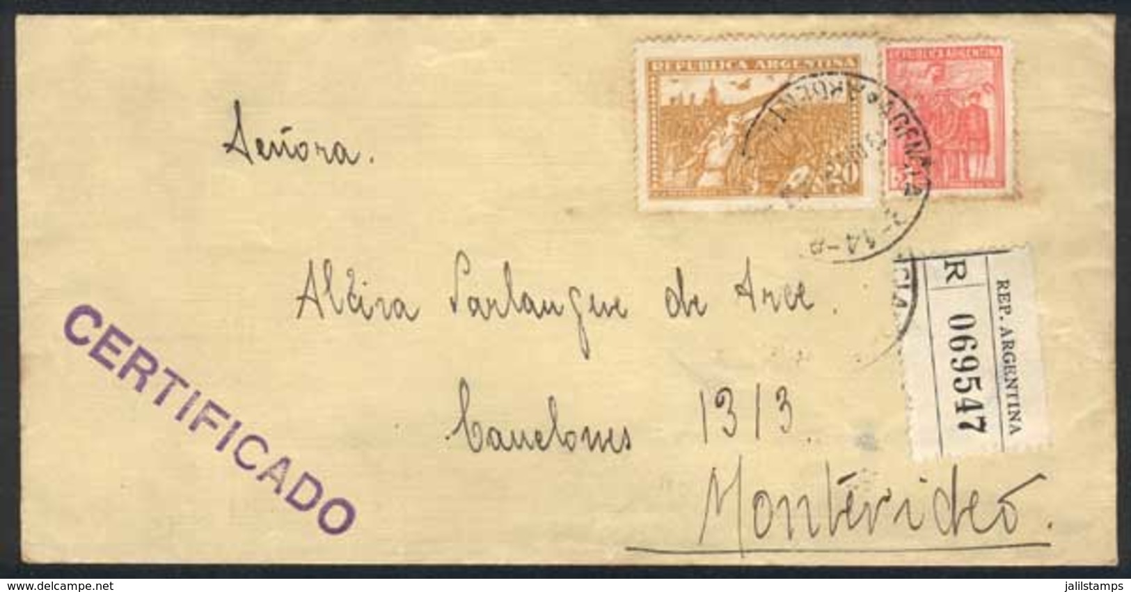 ARGENTINA: Registered Cover Franked By GJ.674 + 684, Sent From Buenos Aires To Montevideo On 19/DE/1930, VF Quality! - Autres & Non Classés