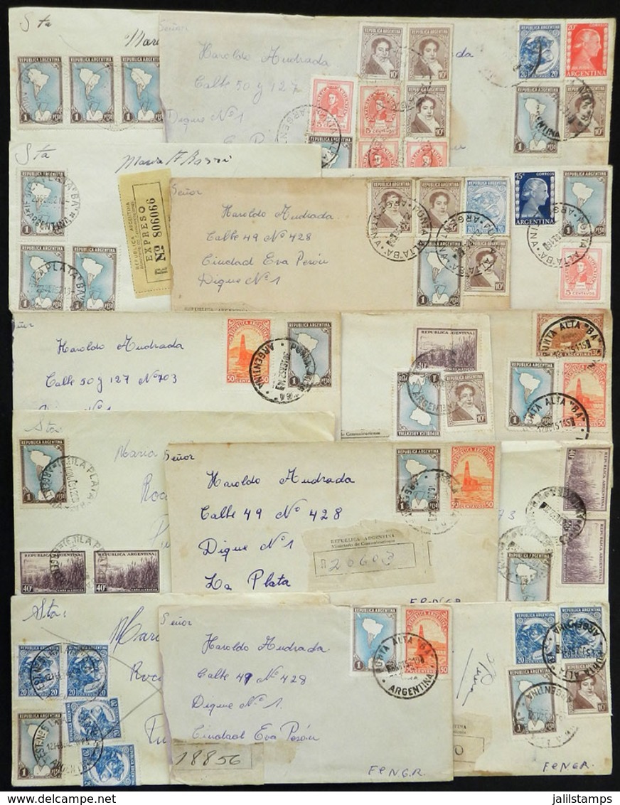 ARGENTINA: 30 Covers Posted Between 1951 And 1953 With Varied Postages And Combinations, ALL INCLUDE One Or More Example - Autres & Non Classés