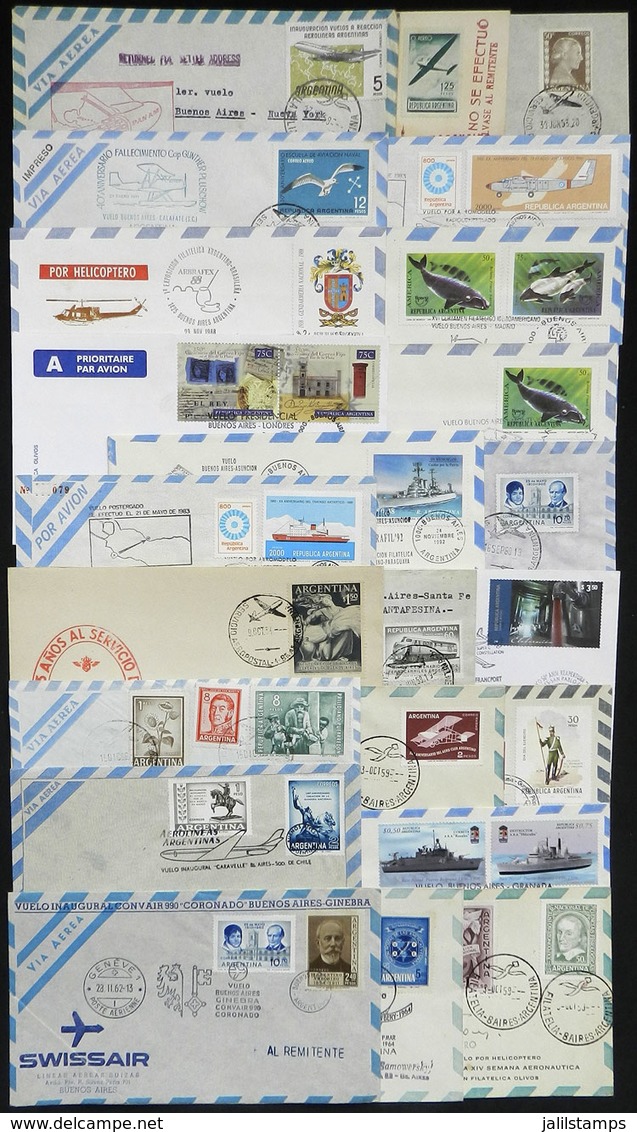 ARGENTINA: Lot Of 23 Covers Or Cards Carried On FIRST FLIGHTS, Special Flights, Or With Interesting Airmail Marks, VF Ge - Autres & Non Classés