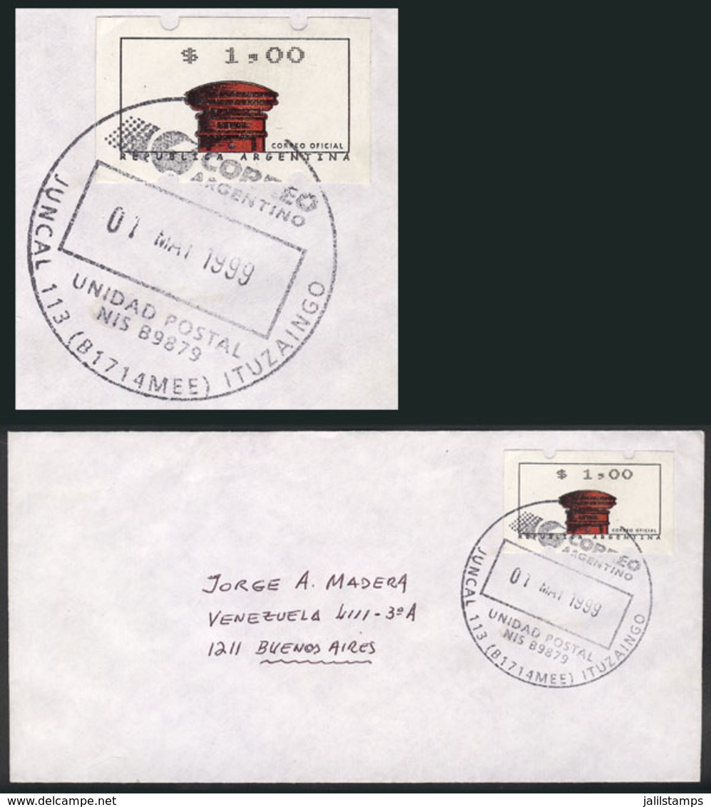 ARGENTINA: Cover Used In Buenos Aires On 1/MAY/1999, Franked With Variable Value Stamp GJ.15 (red Mailbox 1P.), VF Quali - Autres & Non Classés