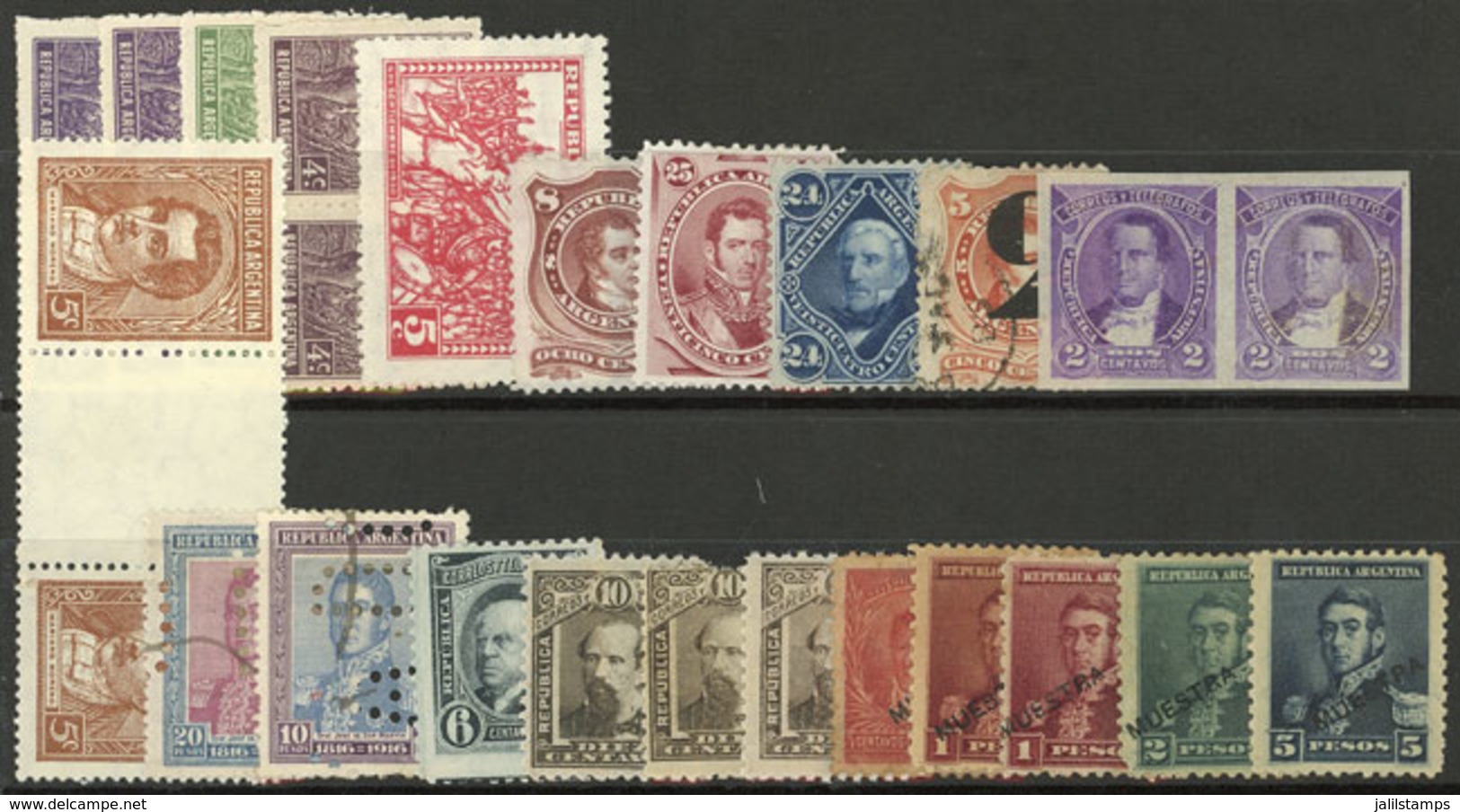 ARGENTINA: Stockcard With Selection Of Stamps, Including Some Post-classic Examples, Specimens, High Values With Perfora - Collections, Lots & Séries