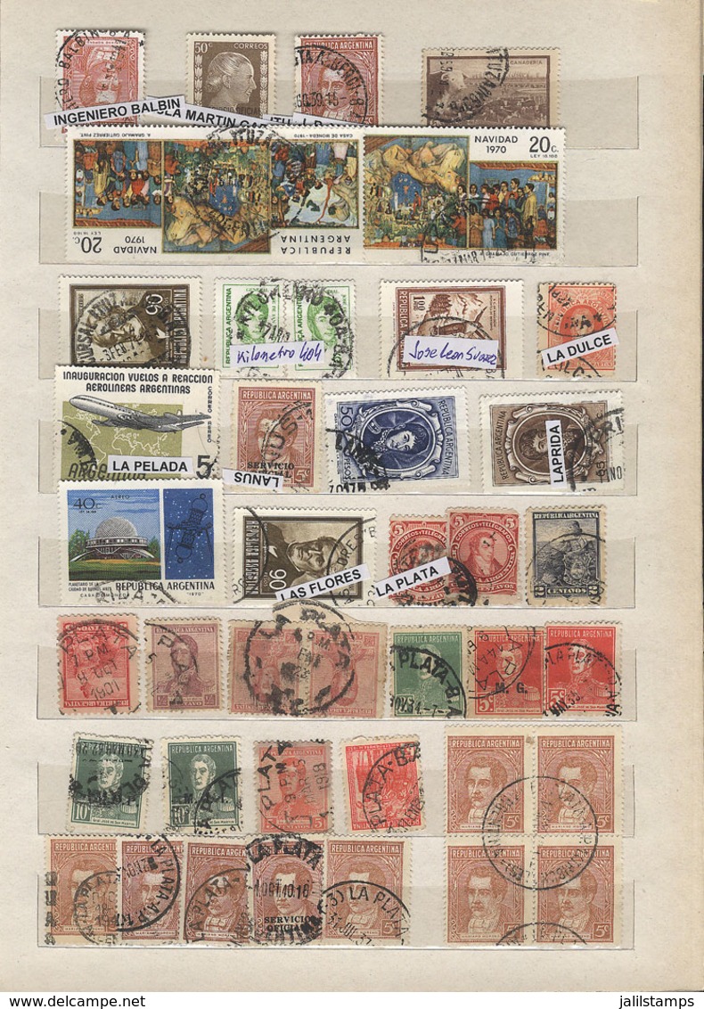 ARGENTINA: CANCELS: Stockbook With 1140 Stamps With Cancels Of 168 Different Towns, Most Of The Province Of Buenos Aires - Collections, Lots & Séries