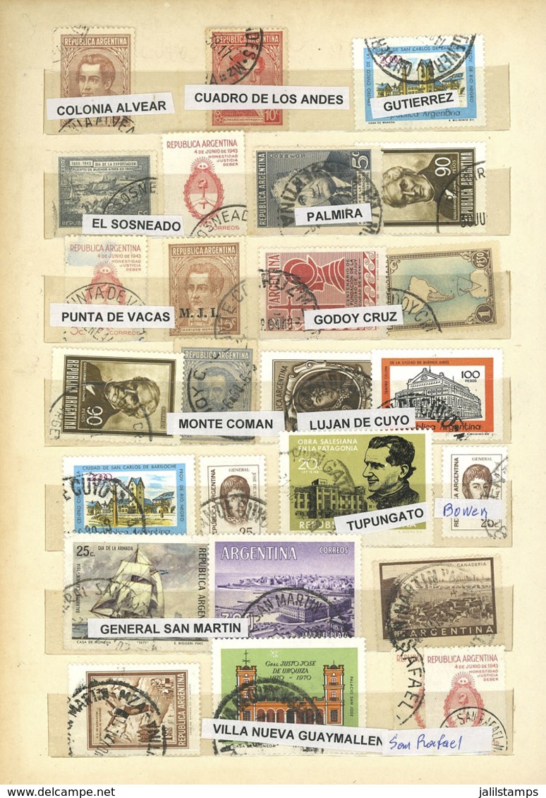ARGENTINA: Stockbook With Approximately 1,000 Stamps With Cancels Of 280 Different Places, Including Many Of Small Towns - Lots & Serien