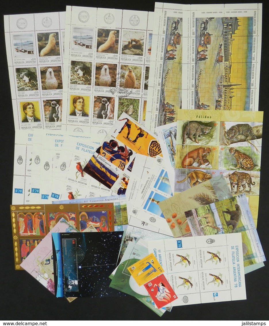 ARGENTINA: Lot Of Modern Souvenir Sheets, Almost All MNH, A Few With First Day Postmark, Also A Few Stamps, Very Fine Qu - Lots & Serien