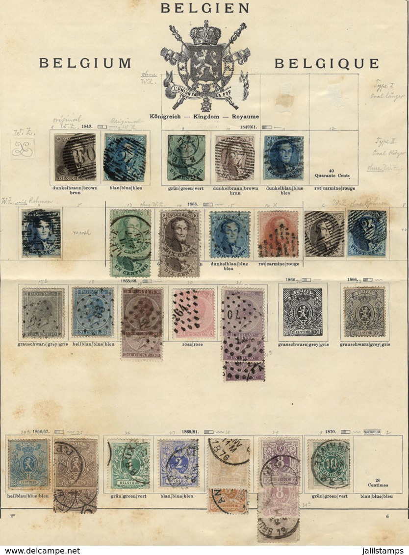 BELGIUM: Very Nice Collection In Old Album Pages, Including Several Rare And Scarce Stamps, And Also Good Cancels, Fine  - Collections