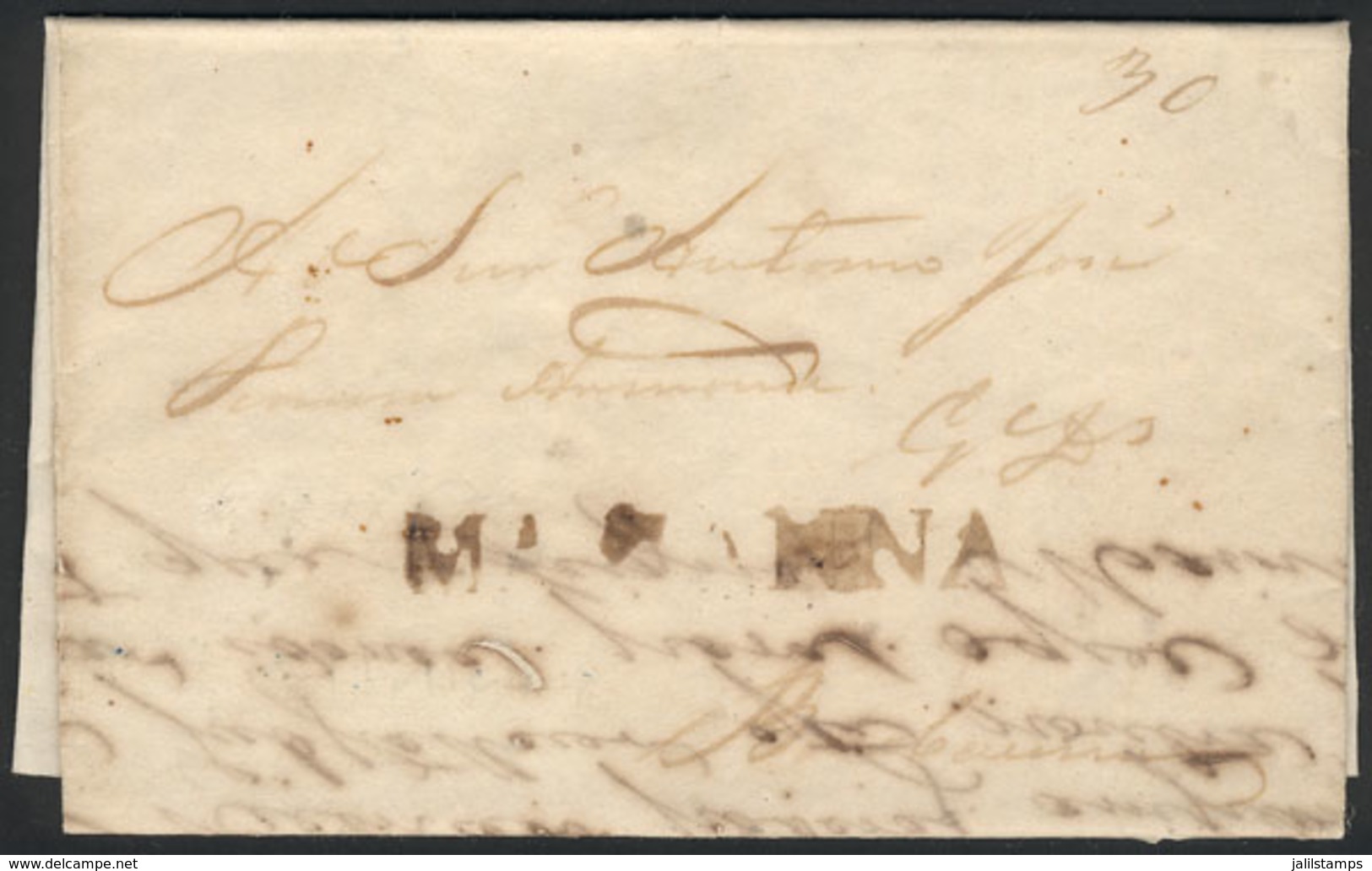 BRAZIL: Entire Letter Dated 9/AU/1837, With Straightline Mark Of MARIANNA (Minas Gerais), Handsome. RHM Catalog Value 1, - Other & Unclassified